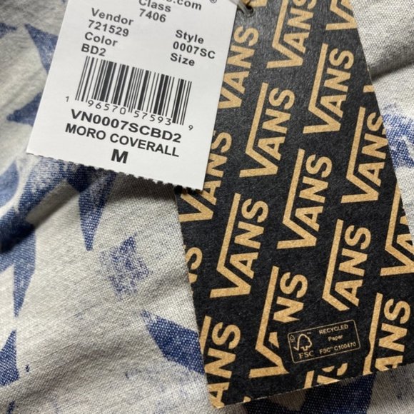 VANS Morro Coveralls Jumpsuit Blue Patchwork Women's Size VN0007SCBD2 - Picture 5 of 5